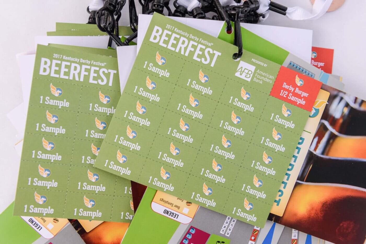 Fans sample regional and national craft beers at the Kentucky Derby Festival BeerFest, Presented by American Founders Bank, Wednesday, May 3, 2017, at the Overlook inside Krogerís Fest-A-Ville at Waterfront Park in Louisville, Ky.