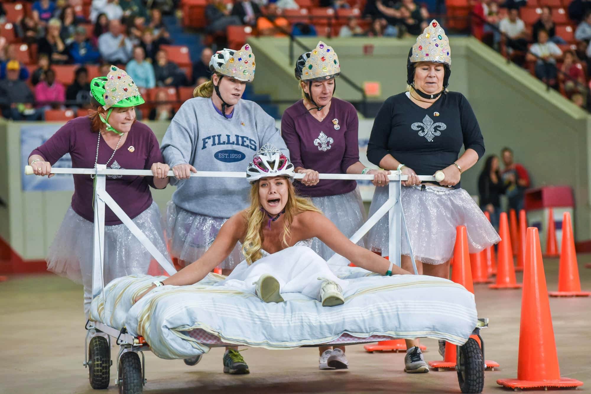 The teams and scene at Kentucky Derby Festival Thorntons Great Bed Races, held Monday, May 1, 2017, at Broadbent Arena in Louisville, Ky.