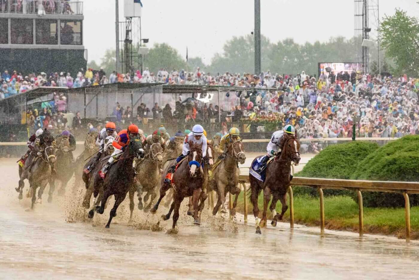 Heavy rain for the running of the 144th Kentucky Derby, May 5, 2018.