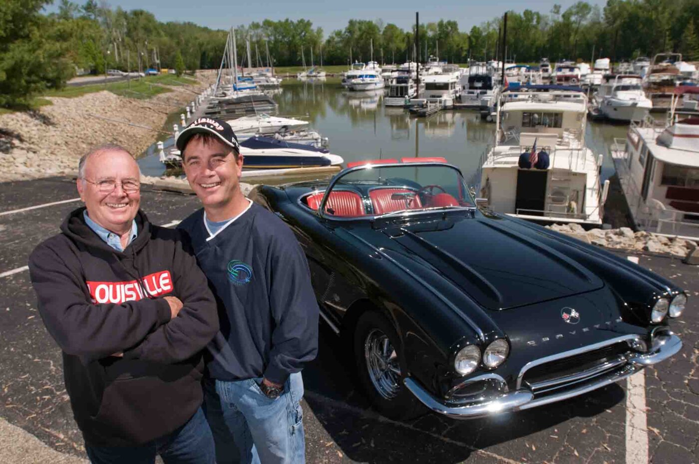 The black '62 convertible Corvette attorney Jimmy Ballinger bought his father, David Ballinger, photographed at Limestone Bay Marina on the Ohio River in Crestwood, Ky.