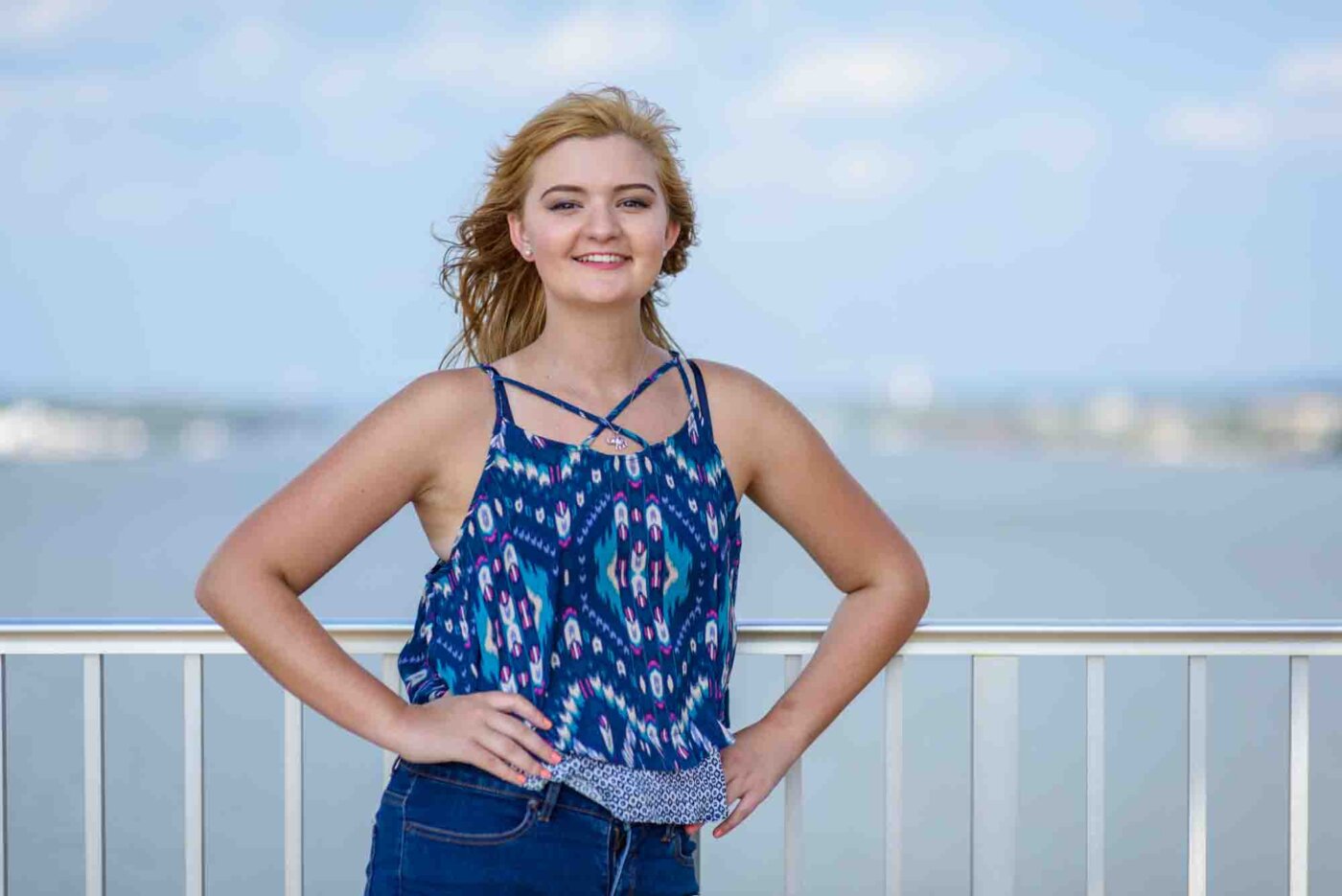 A senior portrait session with Meagan Nye on the Big Four Bridge, Labor Day, September 4, 2017 in Louisville, Ky.